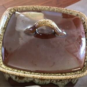 Brown Ceramic Square Casserole Dish with Lid